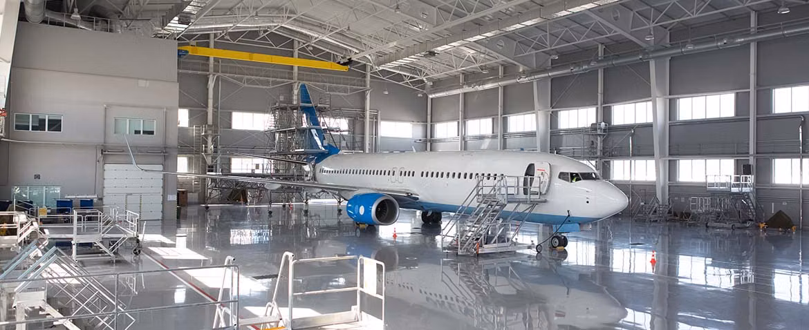 Aerospace commercial epoxy and resin flooring installation in DFW